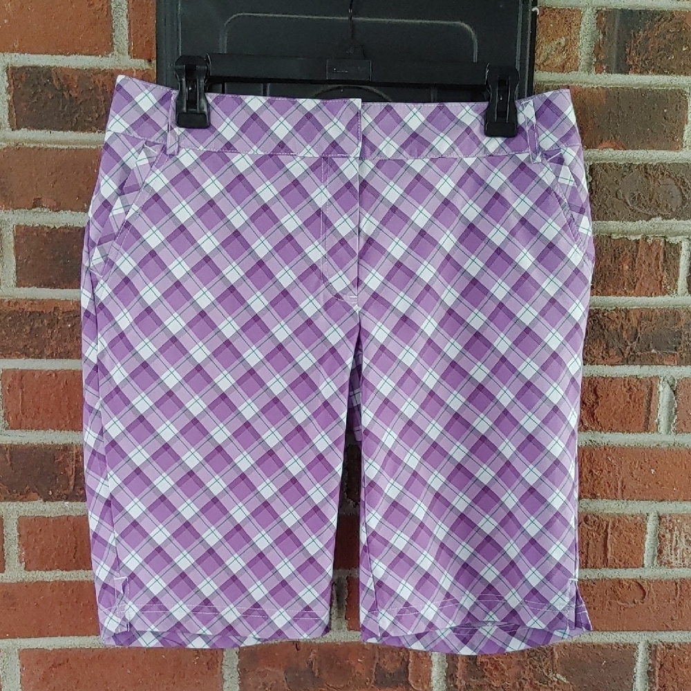 AUR Purple Plaid Golf Bermuda Shorts Size 6